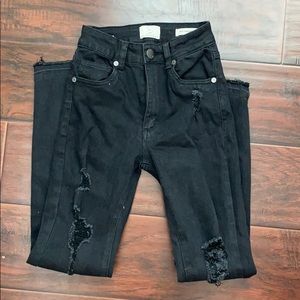 Black Super Skinny Distressed Ankle Jeans